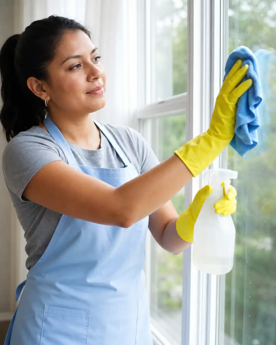 Profesional trabajando con cuidado sobre textiles y superficies del hogar